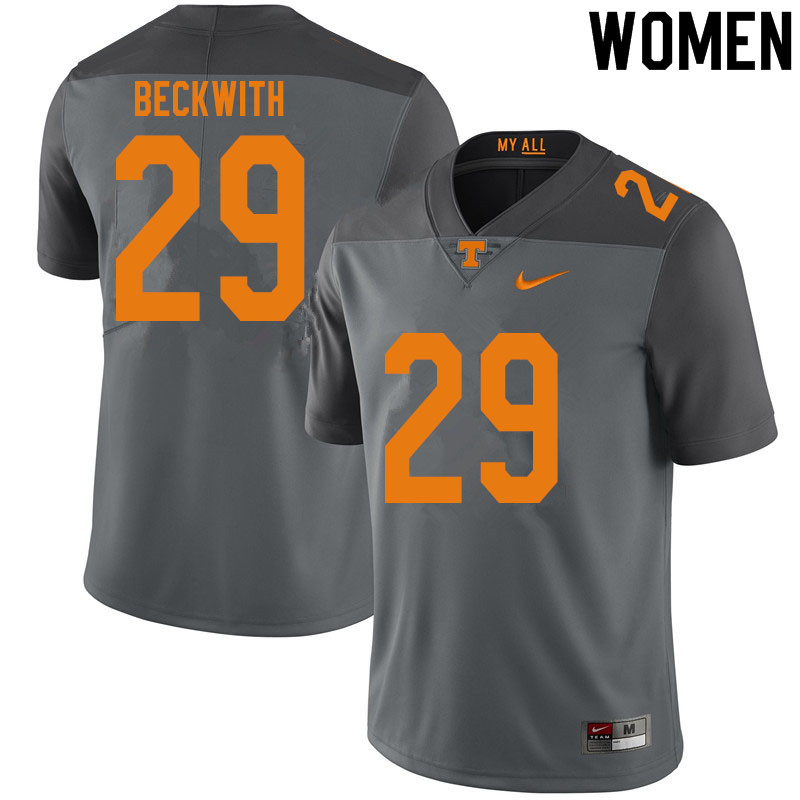 Women #29 Camryn Beckwith Tennessee Volunteers College Football Jerseys Sale-Gray